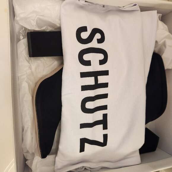 SCHUTZ "Rosalie" Suede Block Heeled Zip Booties. NIB. Size 6.5 - Picture 10 of 11